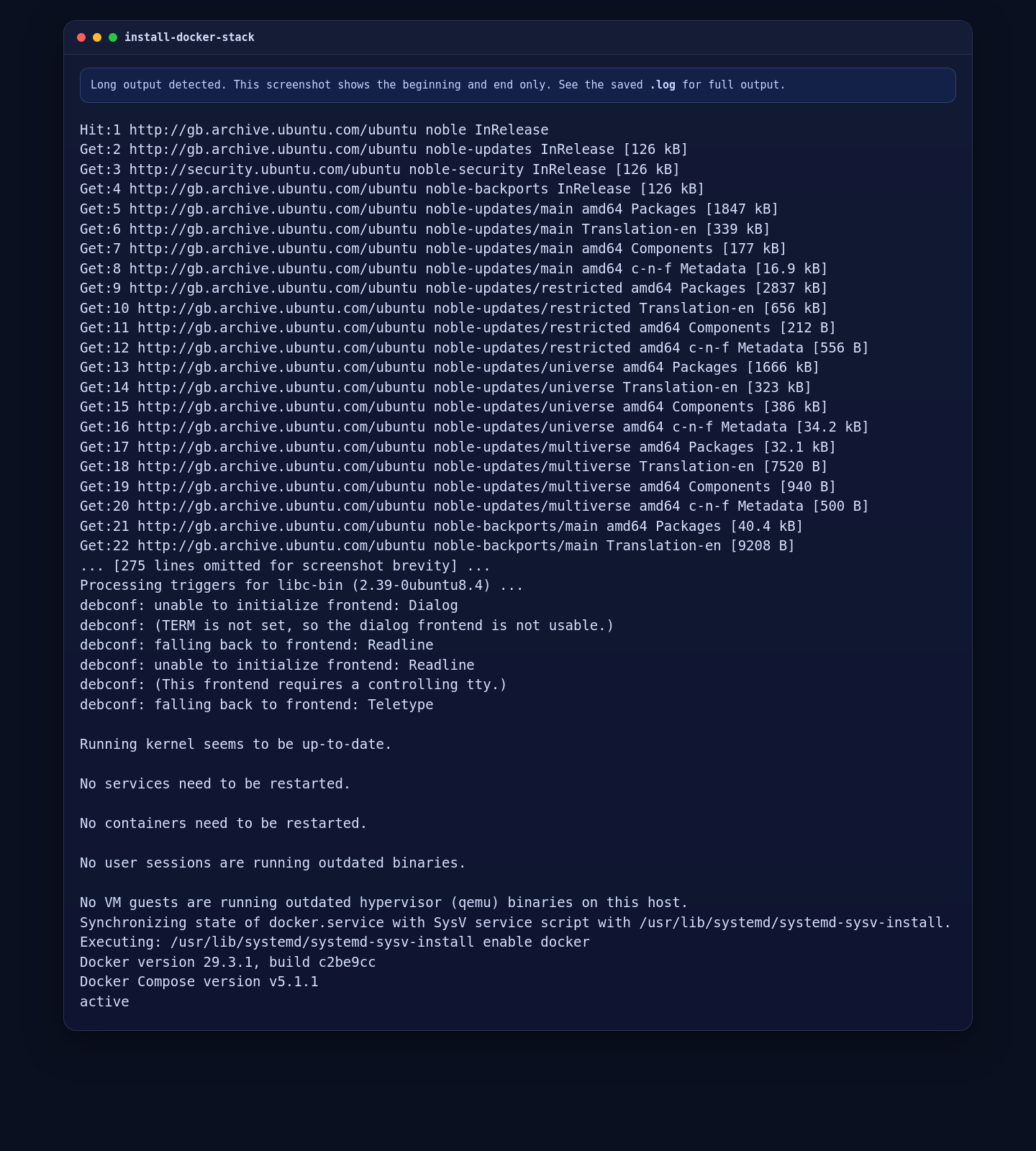 Docker Engine and Docker Compose installed on Ubuntu 24.04 for LocalAI