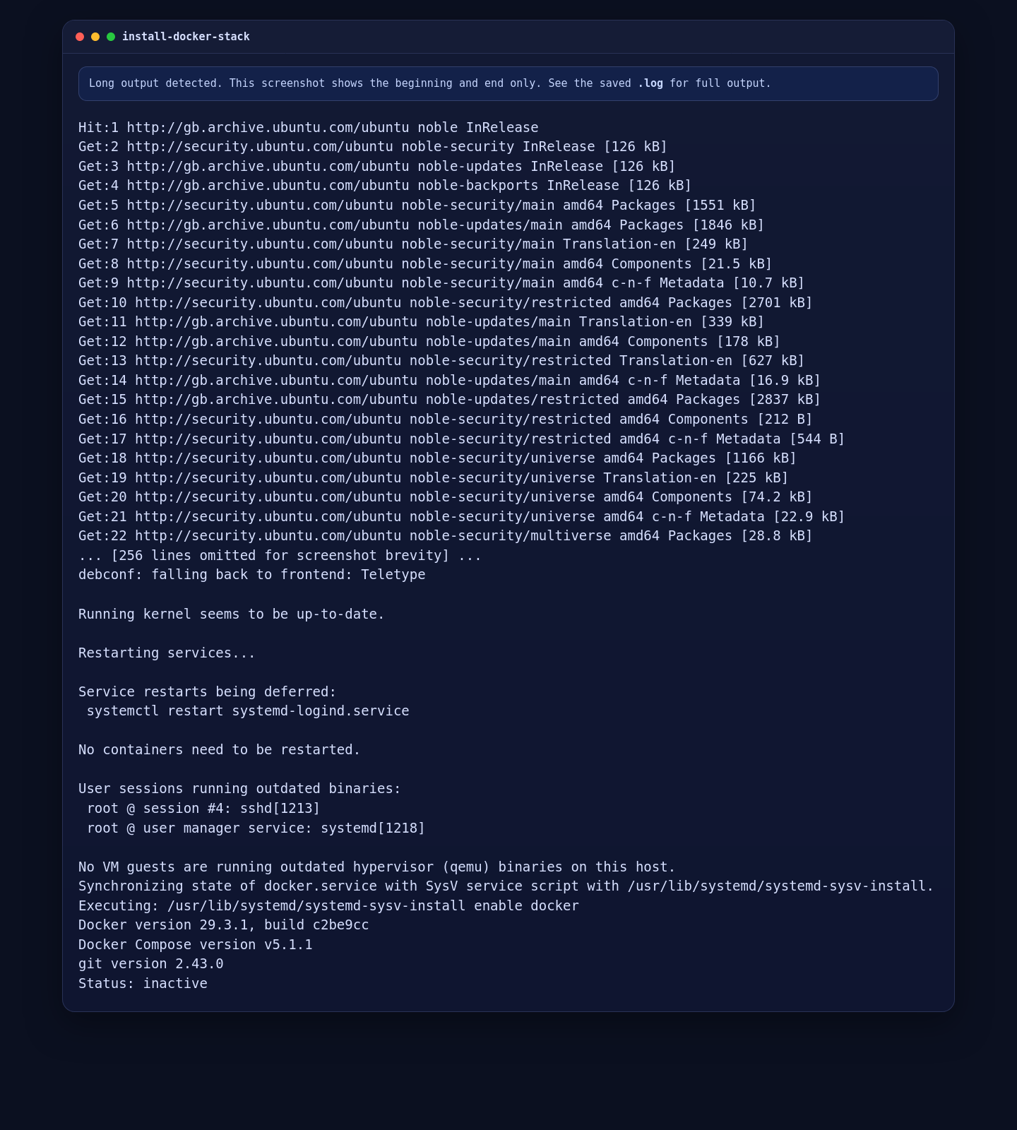 Docker Engine and Docker Compose installed on Ubuntu 24.04 for FlowiseAI